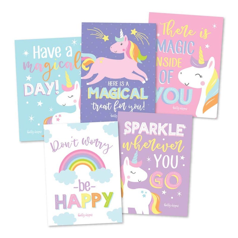 Hadley Designs Lunch Box Notes for Kids â€“ 25 Inspirational & Motivational Lunchbox Notes for Girls, Unicorn Lunch Box Cards with Positive Affirmations, Encouraging Messages for Kindergarten, Children & Teens - Image 5